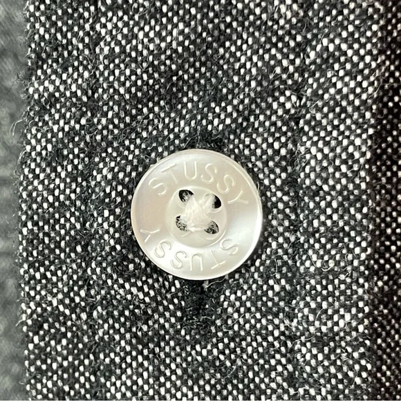 Stussy Men's Button Front Long Sleeve Textured Cotton Skater Shirt Size Large
